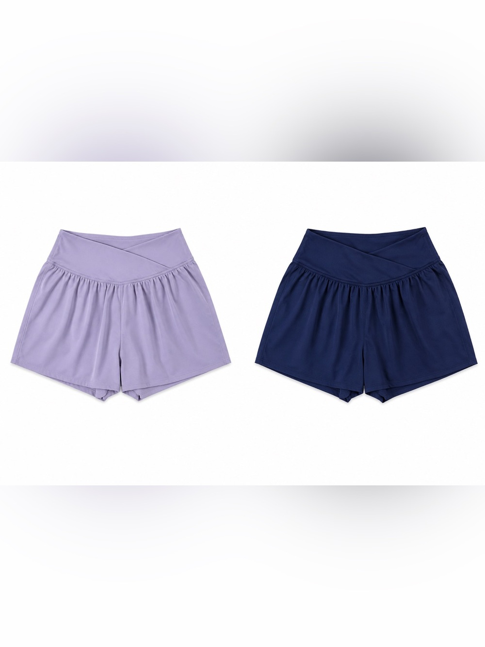 Yogalicious Crossover Waistband Athletic Shorts Bundle of 2 - Size 12‎ (L)